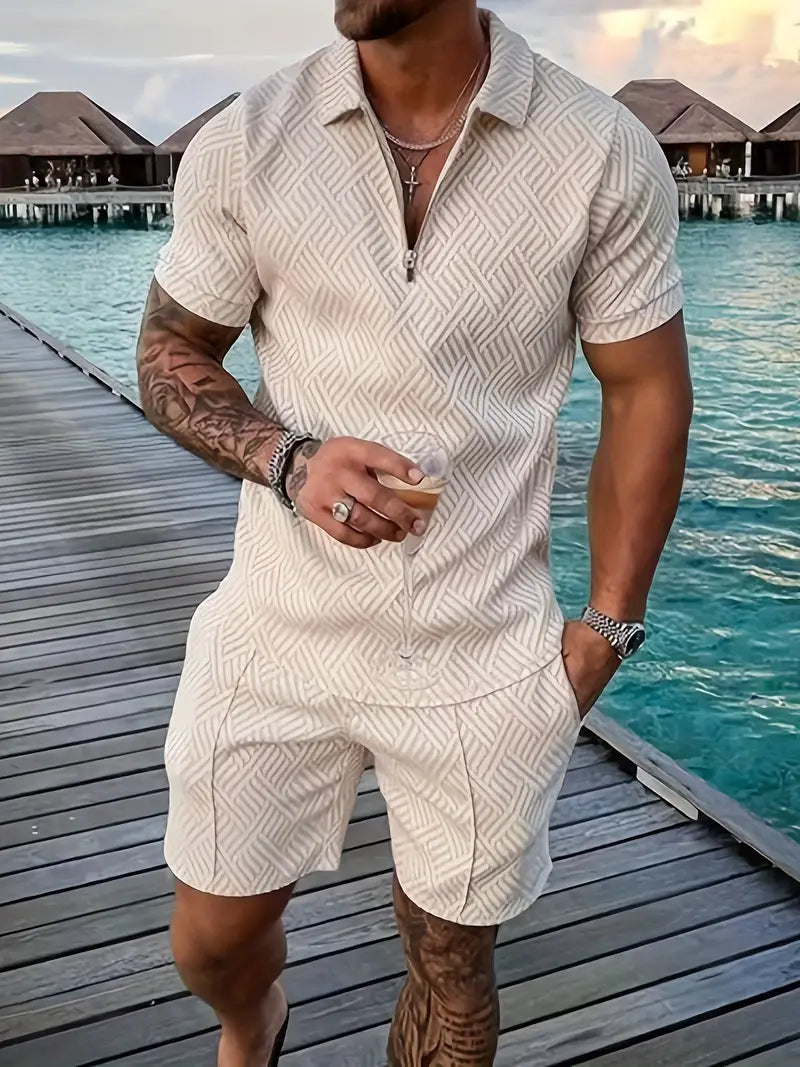Herre 2-Delt Sæt - Slim fit - Åndbar struktur - Lynlåslukning - Afslappet look
