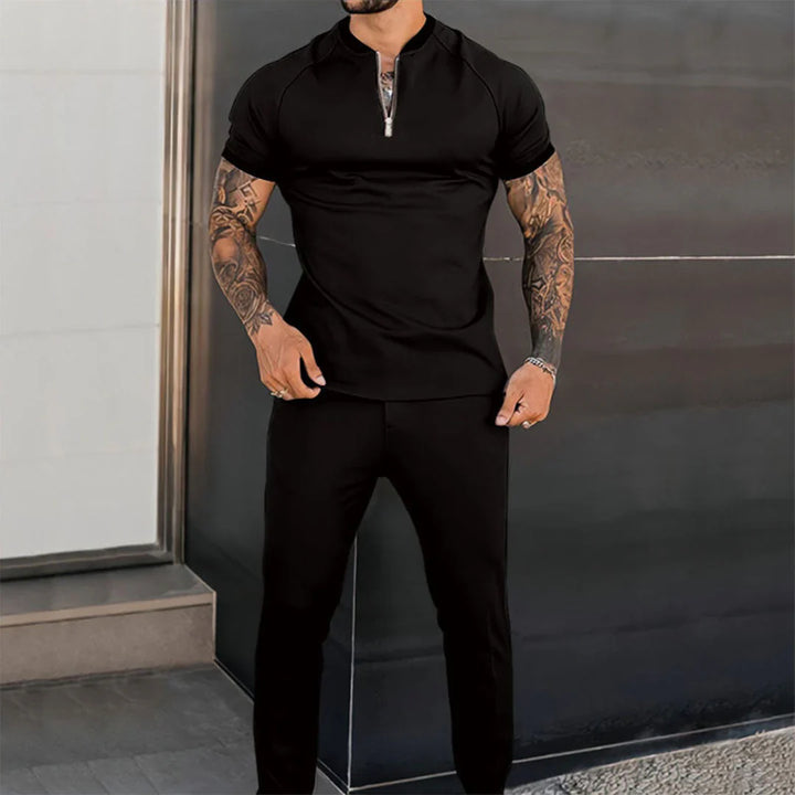 Herre T-shirt – Slim Passe – Åndbar Kvalitet – Kort Ærme med Lynlåskrave