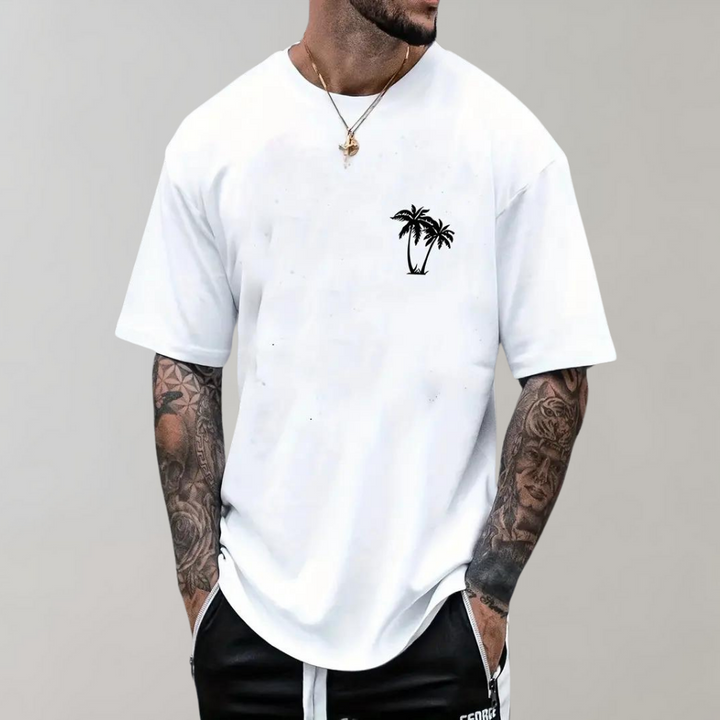 Herre T-shirt – Afslappet Pasform – Kort Ærme – Grafisk Tryk – Åndbart Materiale