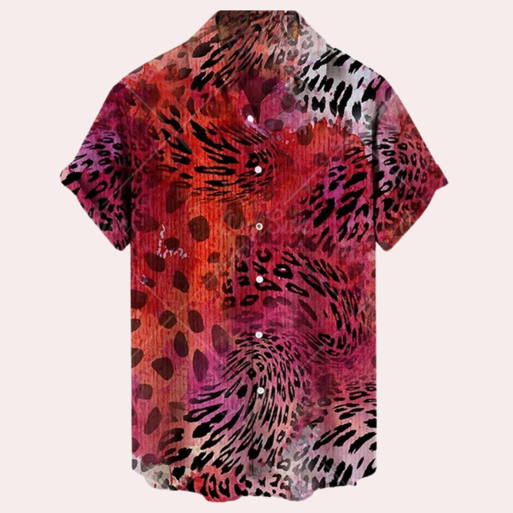 Herre Skjorte med Korte Ærmer – Relaxed Fit – Åndbart Materiale – Paisley Print