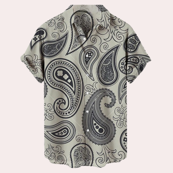 Herre Skjorte med Korte Ærmer – Relaxed Fit – Åndbart Materiale – Paisley Print
