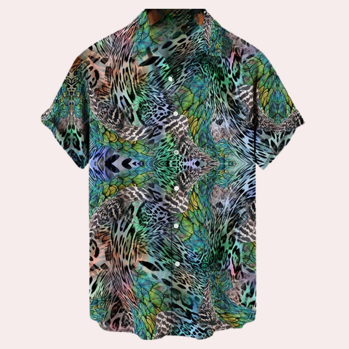 Herre Skjorte med Korte Ærmer – Relaxed Fit – Åndbart Materiale – Paisley Print