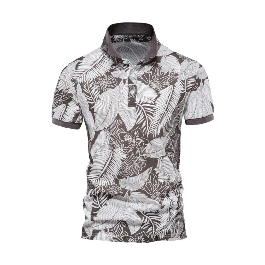 Herre Polo Shirt – Slim Fit – Åndbart Mix – Kort Ærme Tropisk Print
