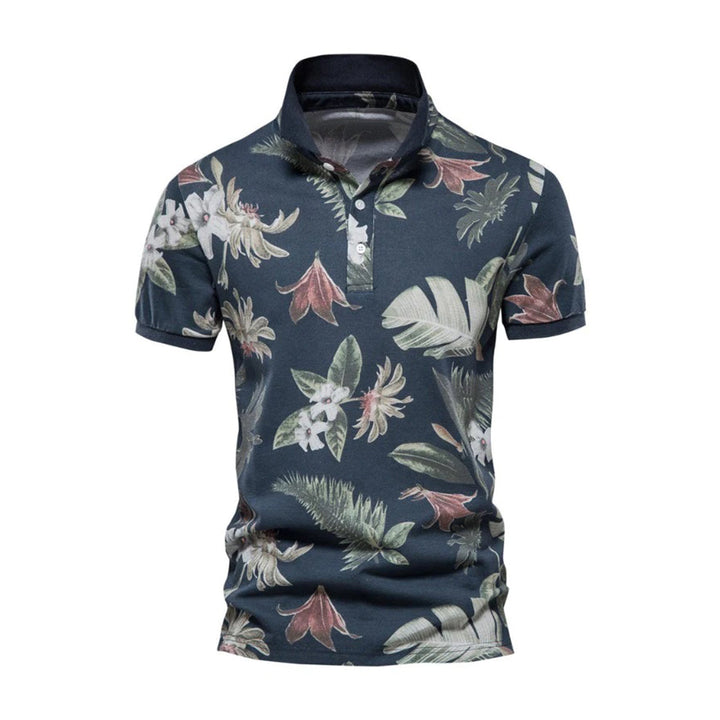 Herre Polo Shirt – Slim Fit – Åndbart Mix – Kort Ærme Tropisk Print