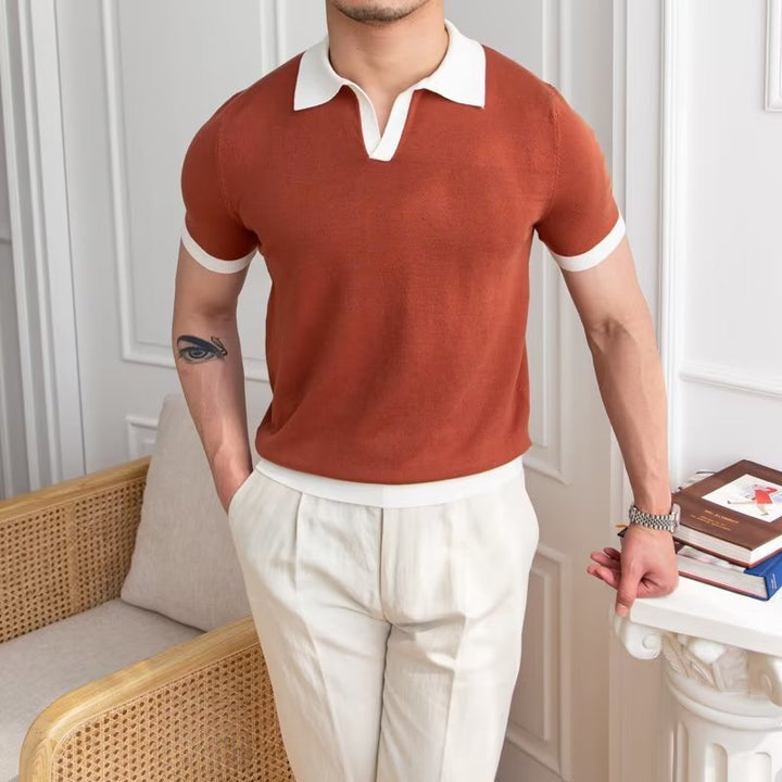 Herre Poloshirt – Blødt Strik – Regular Fit – Kort Ærme med Ribkanter