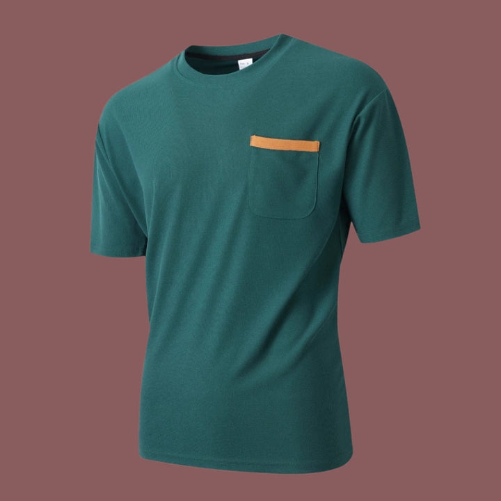 Herre T-shirt med korte ærmer – Afslappet pasform – Blødt åndbart materiale – Brystlomme