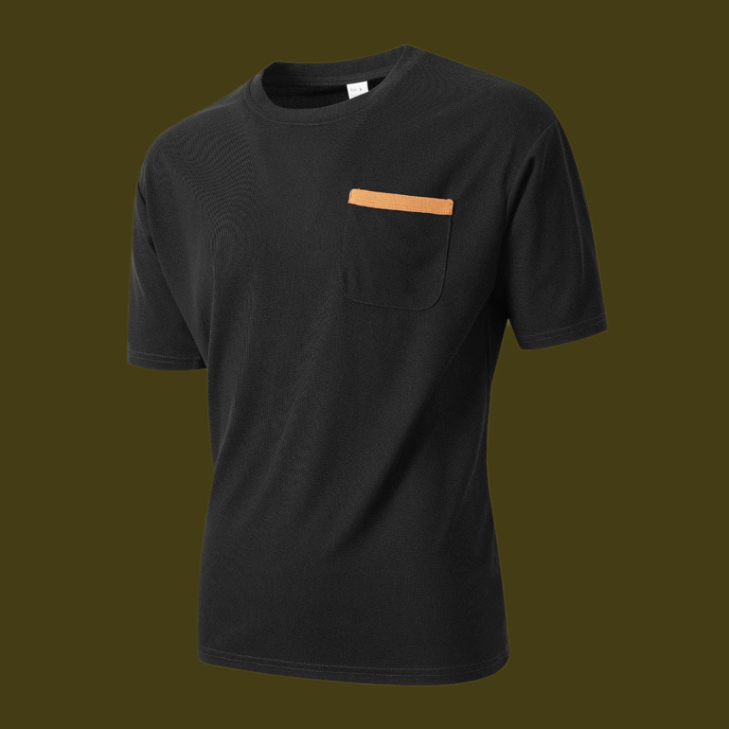 Herre T-shirt med korte ærmer – Afslappet pasform – Blødt åndbart materiale – Brystlomme