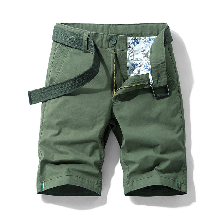 Herreshorts – Knælængde – Afslappet Pasform – Åndbart Materiale – Med Bælte og Lommer
