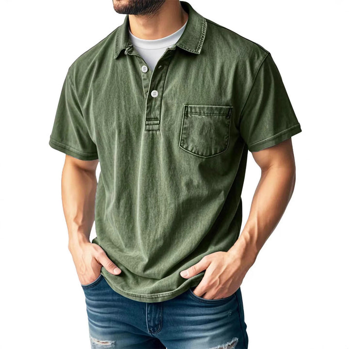 Herre polo shirt – afslappet pasform – kortærmet – åndbar blanding – brystlomme