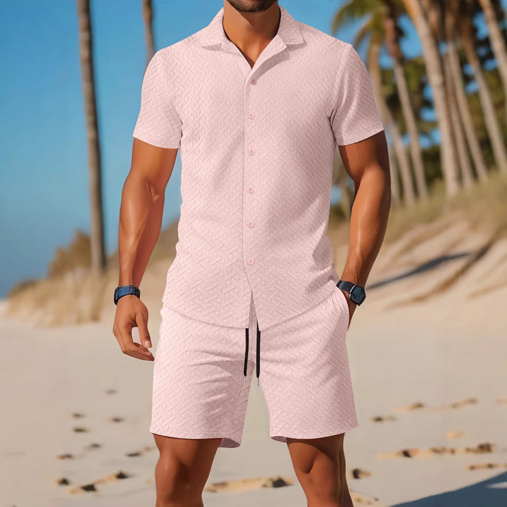 Herre Shortsæt – Slim Fit – Præget Struktur – Let og Åndbar Komfort
