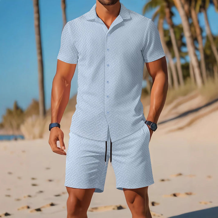 Herre Shortsæt – Slim Fit – Præget Struktur – Let og Åndbar Komfort