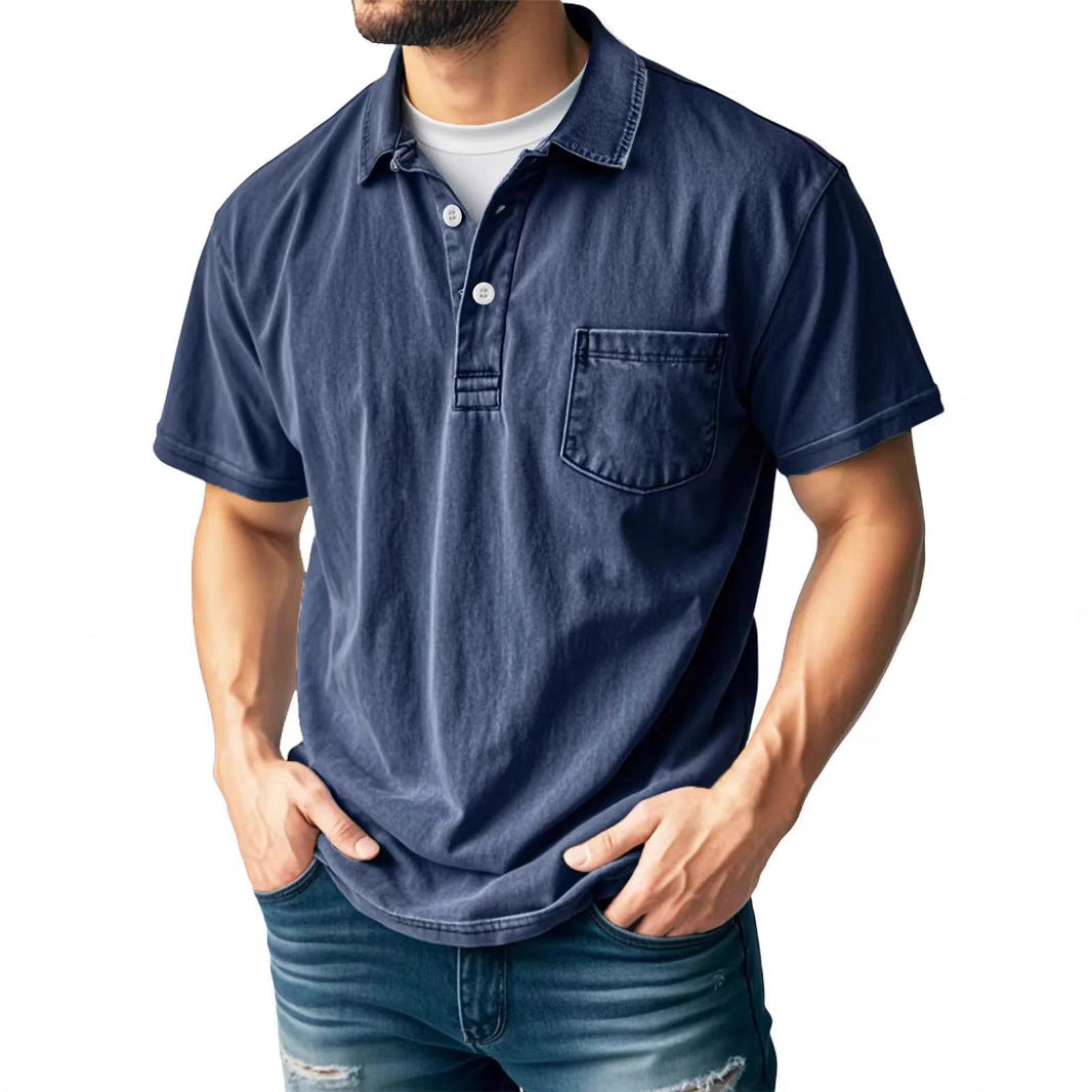 Herre polo shirt – afslappet pasform – kortærmet – åndbar blanding – brystlomme