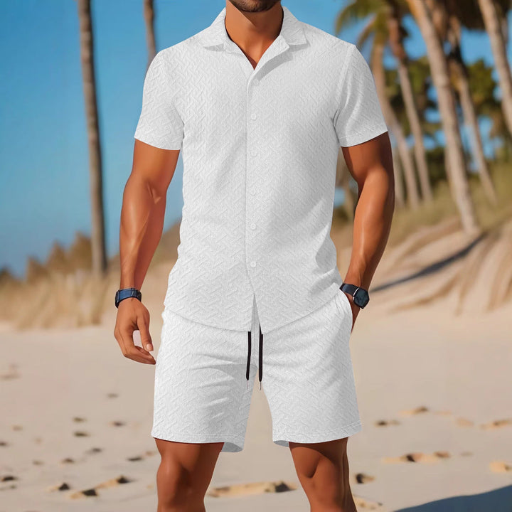 Herre Shortsæt – Slim Fit – Præget Struktur – Let og Åndbar Komfort