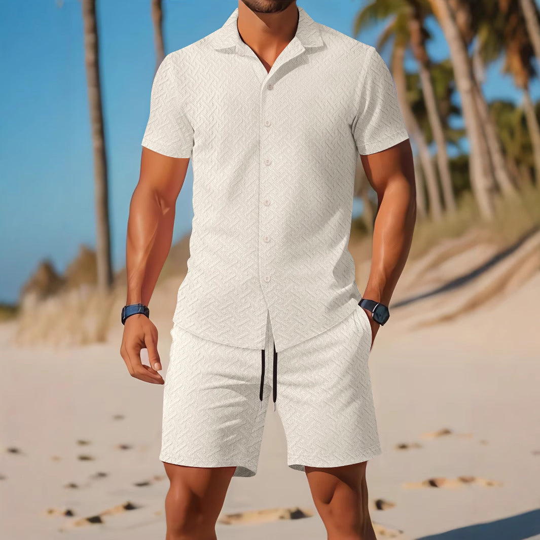 Herre Shortsæt – Slim Fit – Præget Struktur – Let og Åndbar Komfort