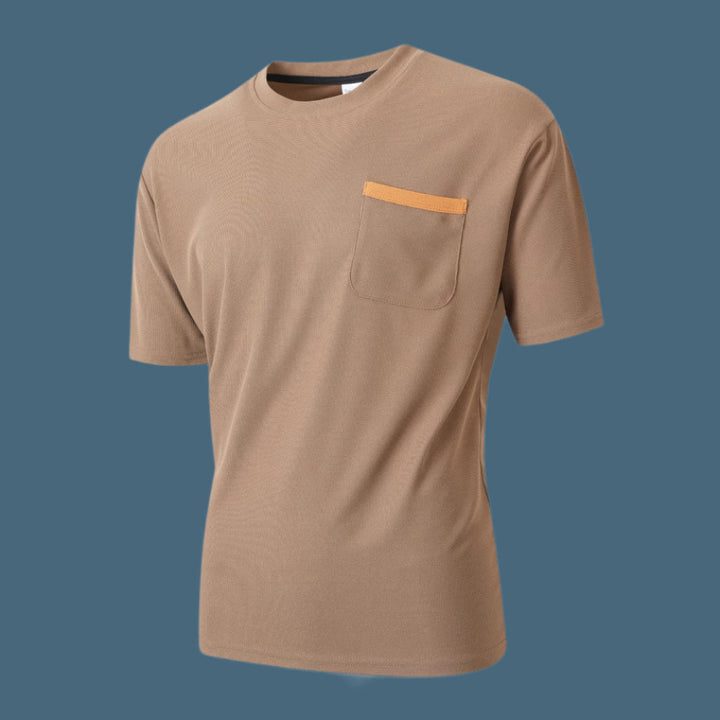 Herre T-shirt med korte ærmer – Afslappet pasform – Blødt åndbart materiale – Brystlomme