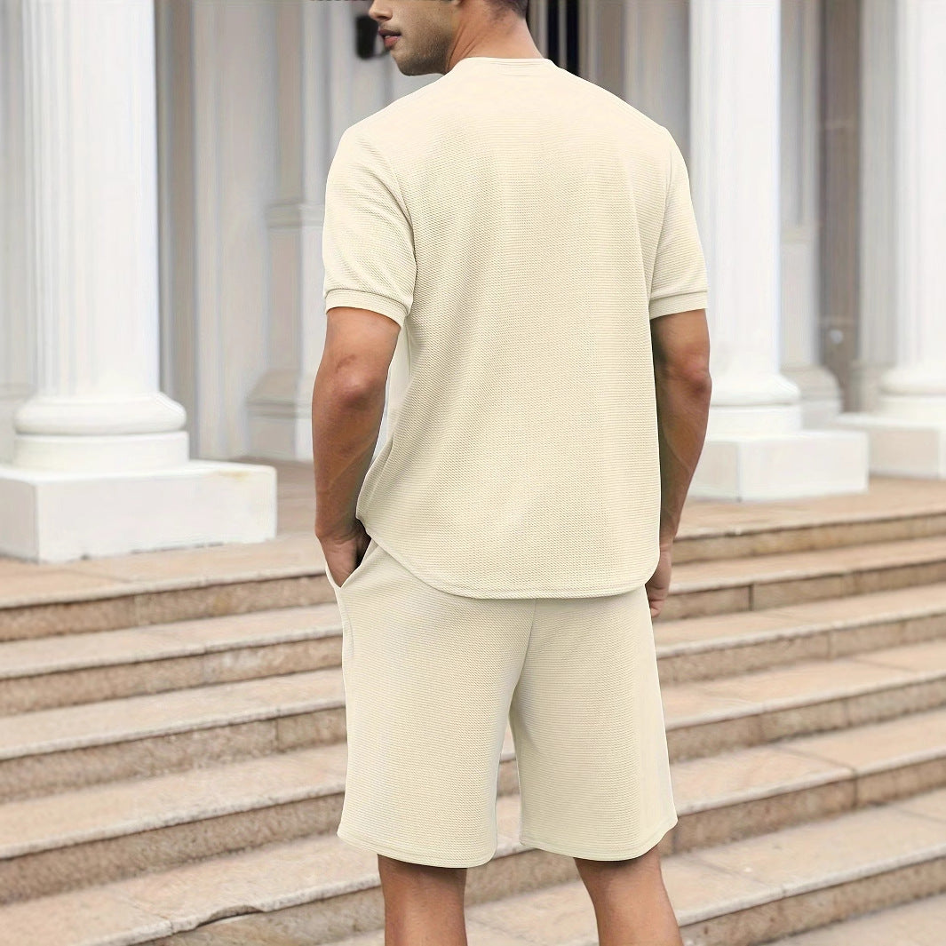 Herresæt med zip-up top og korts – Afslappet pasform – Åndbart soft knit design