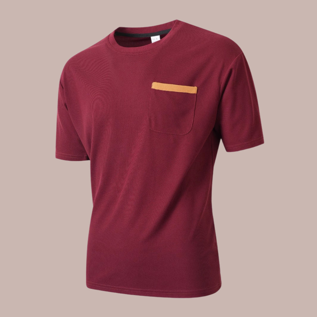 Herre T-shirt med korte ærmer – Afslappet pasform – Blødt åndbart materiale – Brystlomme