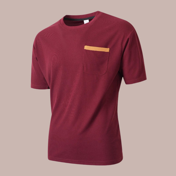 Herre T-shirt med korte ærmer – Afslappet pasform – Blødt åndbart materiale – Brystlomme