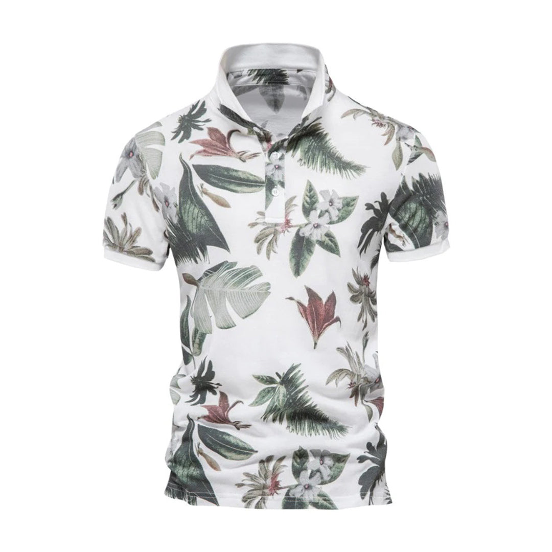 Herre Polo Shirt – Slim Fit – Åndbart Mix – Kort Ærme Tropisk Print