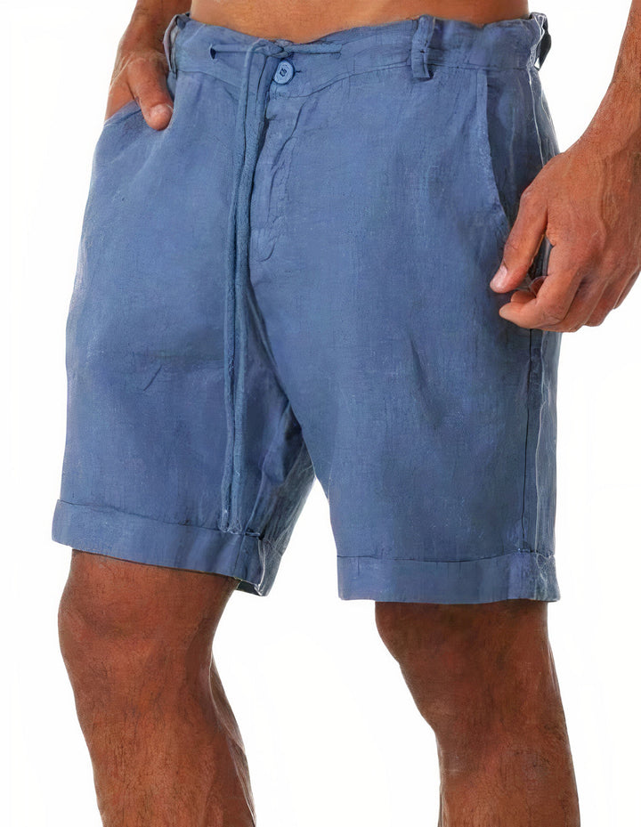 Herreshorts – Afslappet Pasform – Naturfibre – Snørelukning – Oprullede Kanter – Sidelommer
