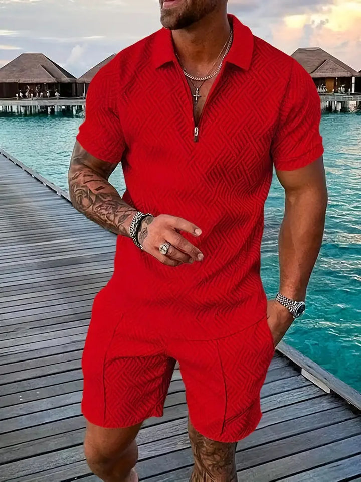Herre 2-Delt Sæt - Slim fit - Åndbar struktur - Lynlåslukning - Afslappet look