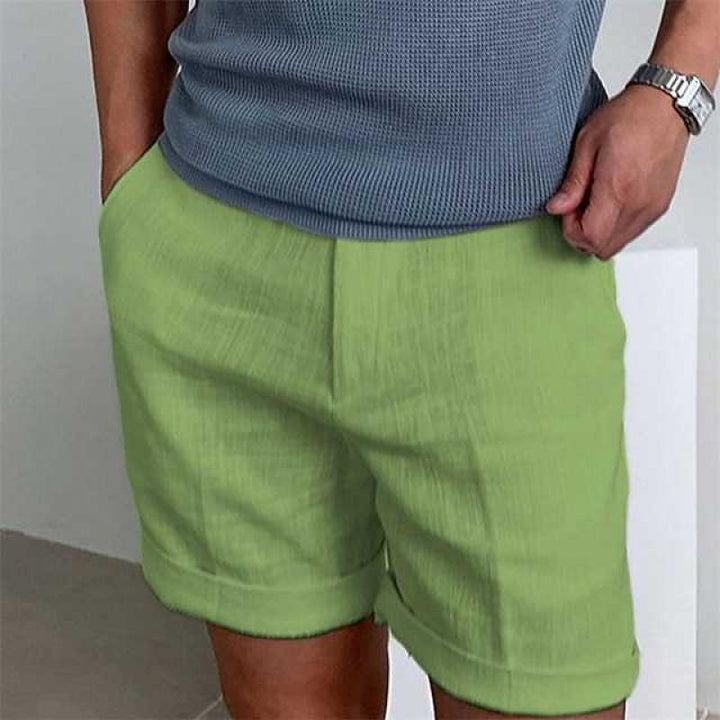 Herreshorts – Afslappet Pasform – Oprullede Ben – Naturlige Åndbare Fibre